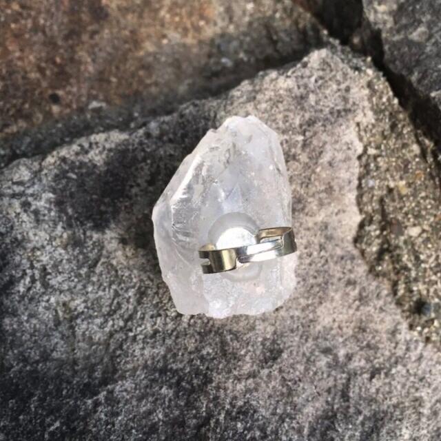 ハンドメイド リング シルバー 天然石 水晶 クリア フリーリング 指輪 ハンドメイドのアクセサリー(リング)の商品写真