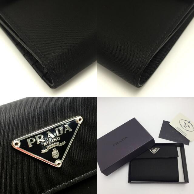 PRADA プラダ Wホック 2つ折り財布 ナイロン M523 ブラック 箱