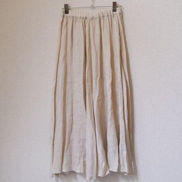120%LINO リネン ロングスカート ベージュ 麻 リネン スリット
