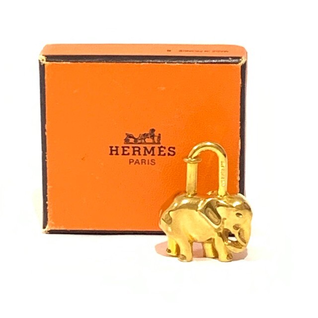 HERMES エルメス カデナ エレファント 象 バッグチャーム ゴールド