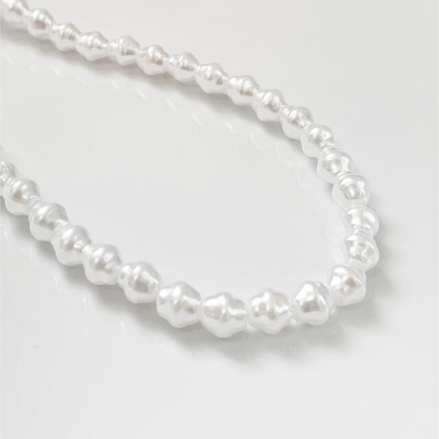 pearl necklace シンプル　パールネックレス マンテル　ハート レディースのアクセサリー(ネックレス)の商品写真