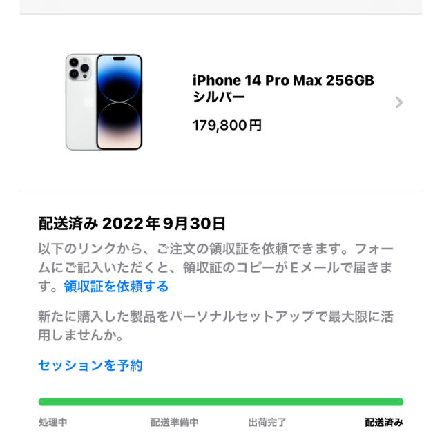 iPhone 14 pro max 256GB Applestore購入