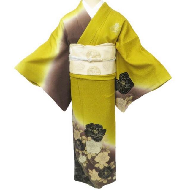 楽ギフ_包装】 薔薇 ビロード 刺繍 正絹 訪問着 着物 着物 - sz