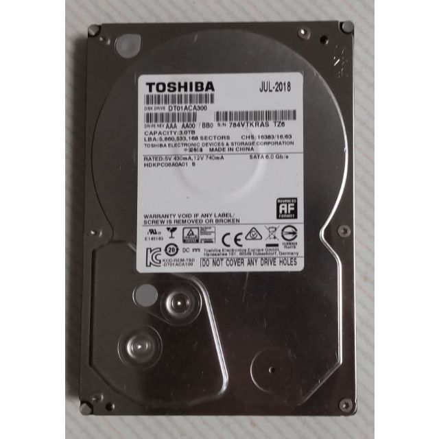 東芝(トウシバ)のDIGA 3TB増量交換用HDD DMR-BRT,BWT,BZT各品番用 スマホ/家電/カメラのテレビ/映像機器(ブルーレイレコーダー)の商品写真