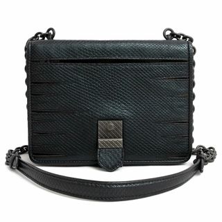 ボッテガヴェネタ(Bottega Veneta)のボッテガヴェネタ チェーンショルダーバッグ ラムスキン リザード パイソン エキゾチックレザー ブラック 黒 396878 BOTTEGA VENETA（未使用　展示品）(ショルダーバッグ)