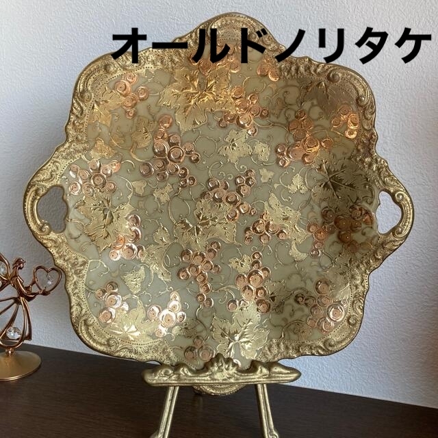 特売品 オールドノリタケ メープルリーフ印 金彩大皿 葡萄紋様 陶芸