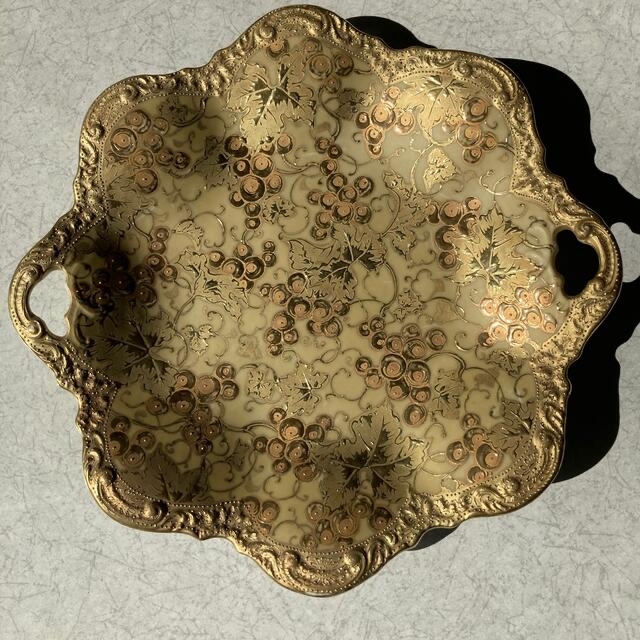 オールドノリタケ メープルリーフ印 金彩大皿 葡萄紋様 陶芸 オールドノリタケ メープルリーフ印 金彩大皿 葡萄紋様 陶芸