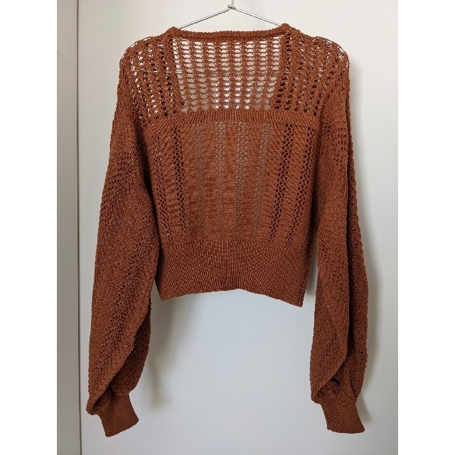 SLY(スライ)のSLYスライ　CROCHET BOLERO C/D　BROWN レディースのトップス(カーディガン)の商品写真