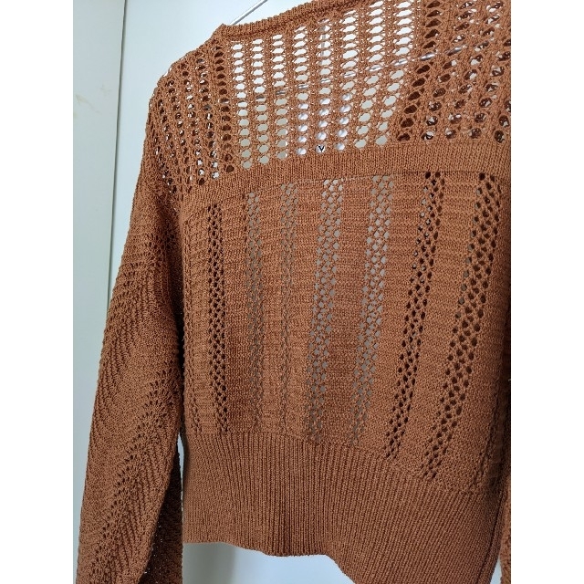 SLY(スライ)のSLYスライ　CROCHET BOLERO C/D　BROWN レディースのトップス(カーディガン)の商品写真