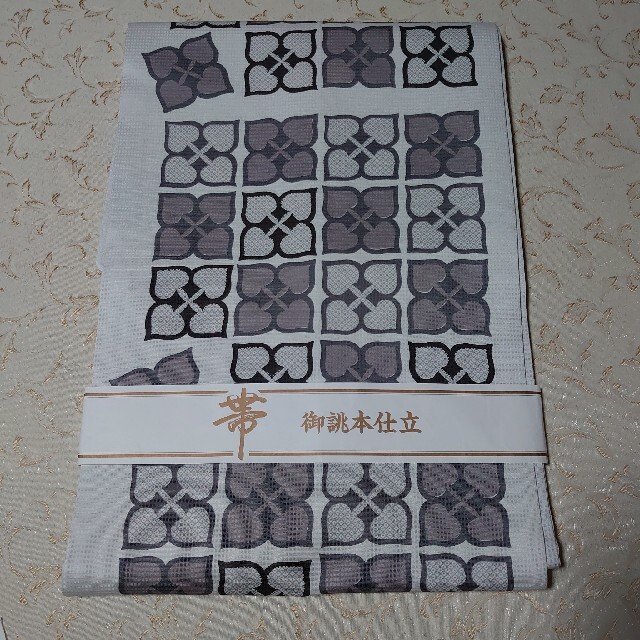 #867 (新品) 正絹 染名古屋帯 シルバーグレー-