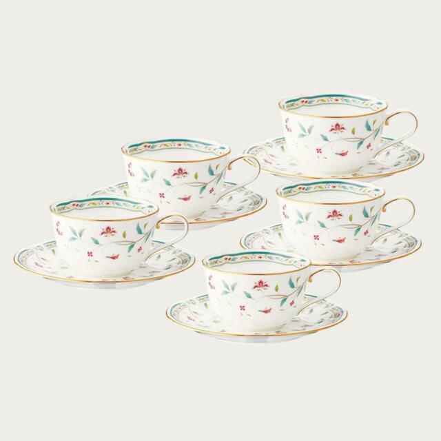 【美品】Noritake 花更紗 カップ＆ソーサー（5客）