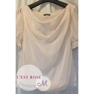 レストローズ(L'EST ROSE)のLEST ROSE(レストローズ)ピンクの半袖シフォンカットソー(カットソー(半袖/袖なし))