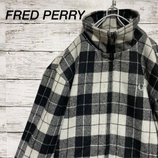 フレッドペリー(FRED PERRY)のFRED PERRY エルボーパッチ付きチェック柄ウールブルゾン ロゴ 刺繍(ブルゾン)