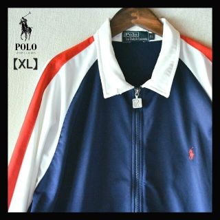 ポロラルフローレン(POLO RALPH LAUREN)の古着★ポロバイラルフローレン 赤ポニー刺繍ロゴ ラインジャージトラックジャケット(ジャージ)