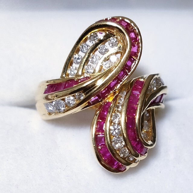 ダイヤモンド×ルビー リング K18YG 1.48ct 0.50ct 8.3g