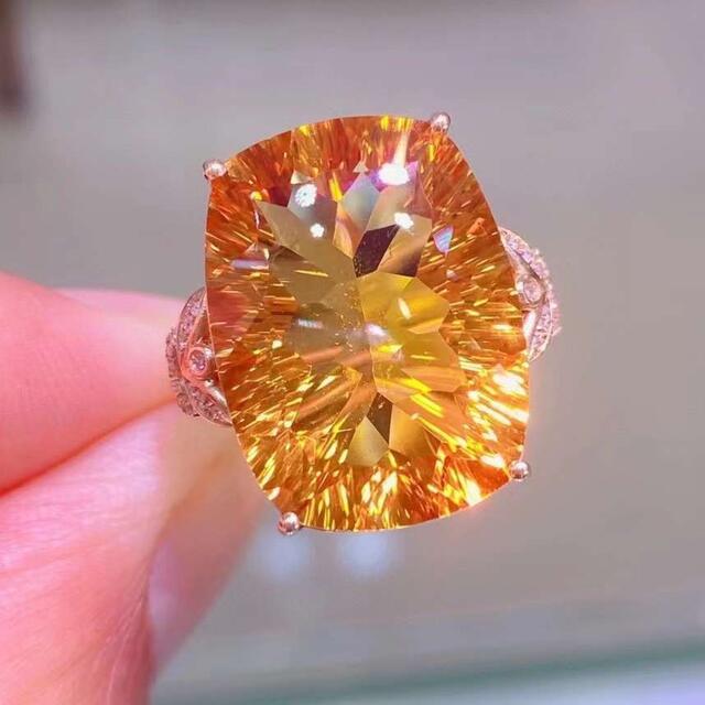 13.6ct 天然無処理　シトリン  ダイヤモンドリング　k18