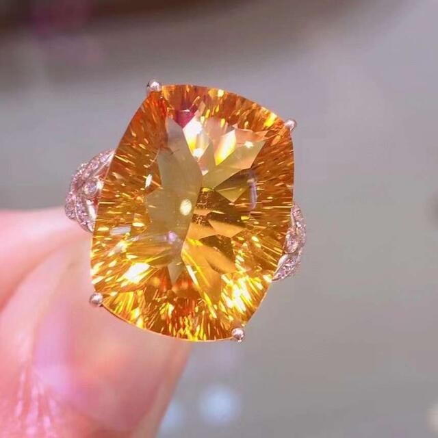 13.6ct 天然無処理　シトリン  ダイヤモンドリング　k18