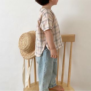 チェックシャツ　子ども服　Sサイズ(ブラウス)