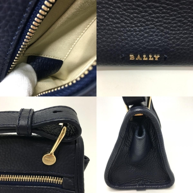 バリー BALLY ロゴ 2WAY ショルダーバッグ レザー ネイビー