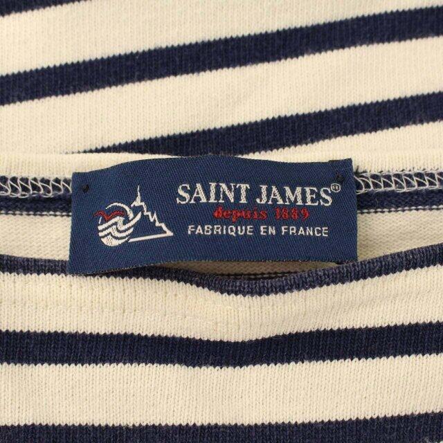 SAINT JAMES(セントジェームス)のSAINT JAMES ウェッソン バスクシャツ ボーダー 五分袖 M 紺 メンズのトップス(Tシャツ/カットソー(半袖/袖なし))の商品写真
