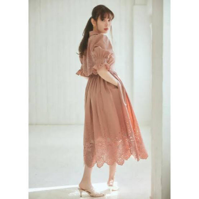 【her lip to】Back Lace Midi Shirt Dress