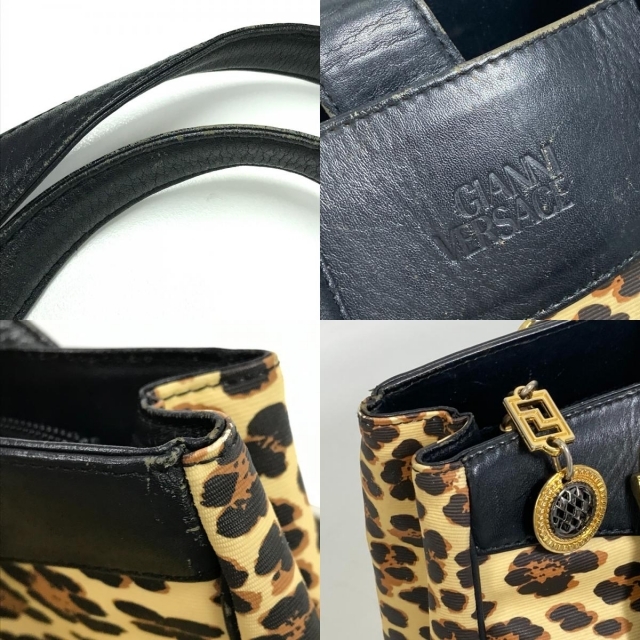 VERSACE(ヴェルサーチ)のヴェルサーチ VERSACE レオパード ハンドバッグ トートバッグ PVC/レザー イエロー レディースのバッグ(トートバッグ)の商品写真