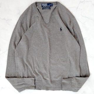 ラルフローレン(Ralph Lauren)のラルフローレン 薄手ニット カシミヤ・シルク混 ワンポイント グレー XL k1(ニット/セーター)