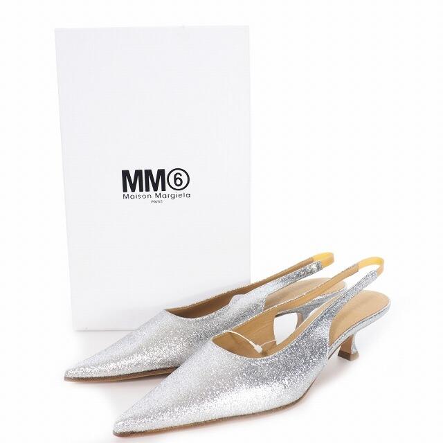 MM6(エムエムシックス)のMM6 メゾンマルジェラ ポインテッドトゥ グリッター パンプス ミュール 37 レディースの靴/シューズ(ハイヒール/パンプス)の商品写真