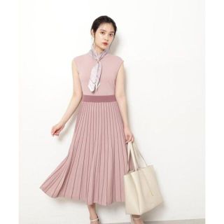 ジルバイジルスチュアート(JILL by JILLSTUART)のジルバイジルスチュアート　スカーフボウタイニットワンピース　ピンク(ロングワンピース/マキシワンピース)