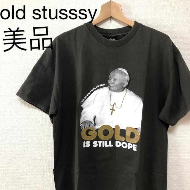 【状態良好‼️】OLD STUSSY Tシャツ　ローマ法王　カーキ　オリーブ　L