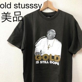 ステューシー(STUSSY)の【状態良好‼️】OLD STUSSY Tシャツ　ローマ法王　カーキ　オリーブ　L(Tシャツ/カットソー(半袖/袖なし))