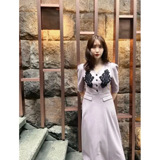 【新品未使用タグ付き】Lace Motif Twill Long Dress