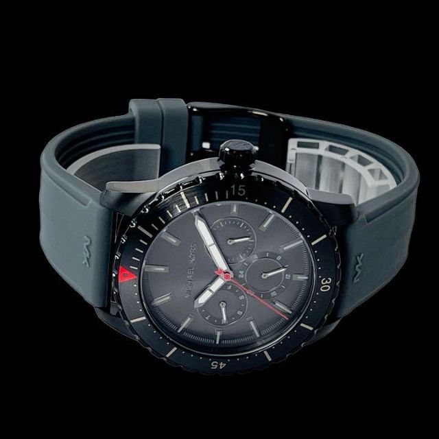 Michael Kors(マイケルコース)の【定価5.4万円新品】★マイケルコース メンズ腕時計★ブラック黒グレー シリコン メンズの時計(腕時計(アナログ))の商品写真