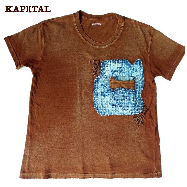 KAPITAL KOUNTRY 最高級BORO刺し子柿渋染天竺綿ポケットTシャツ