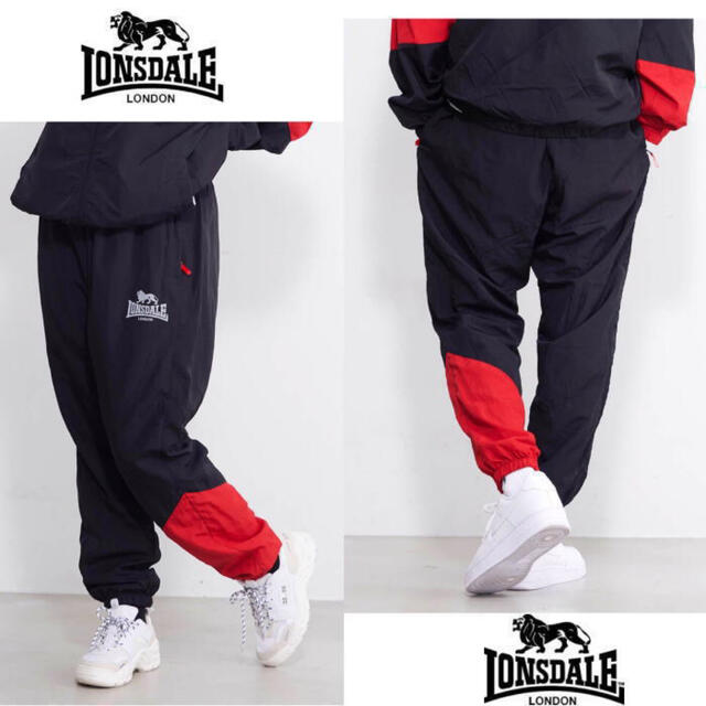 新品 正規 Ｌ　LONSDALE ロンズデール 切り替え ナイロンパンツ 黒