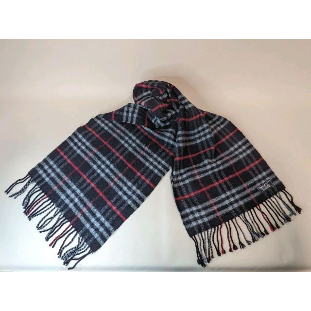 注目の BURBERRY バーバリー ENGLAND製 ウールマフラー グレー