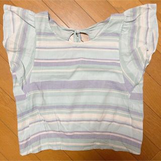 ページボーイ(PAGEBOY)のPAGEBOY青系ボーダーフリルトップス(Tシャツ(半袖/袖なし))