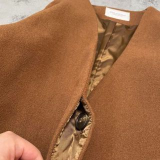 ☆【美品】Spick&Span Vネック ノーカラー メルトンコート ブラウンの