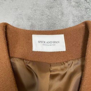 ☆【美品】Spick&Span Vネック ノーカラー メルトンコート ブラウンの