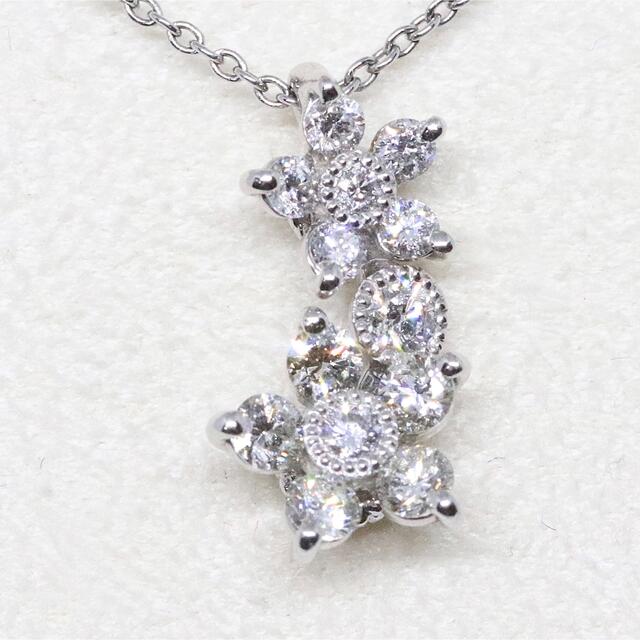 スタージュエリー pt950 ダイヤ 0.35ct ネックレス フラワー - ネックレス