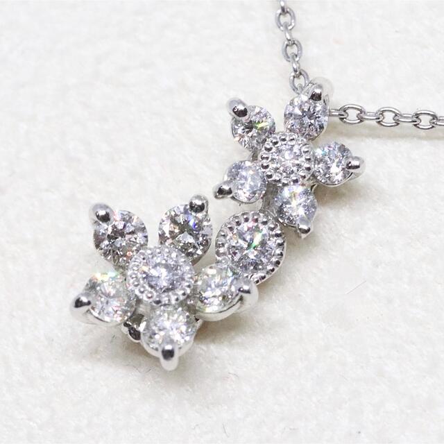 スタージュエリー pt950 ダイヤ 0.35ct ネックレス フラワー - ネックレス