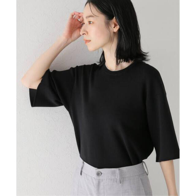 Plage(プラージュ)の美品　plage Knit Tシャツ ブラック レディースのトップス(Tシャツ(半袖/袖なし))の商品写真