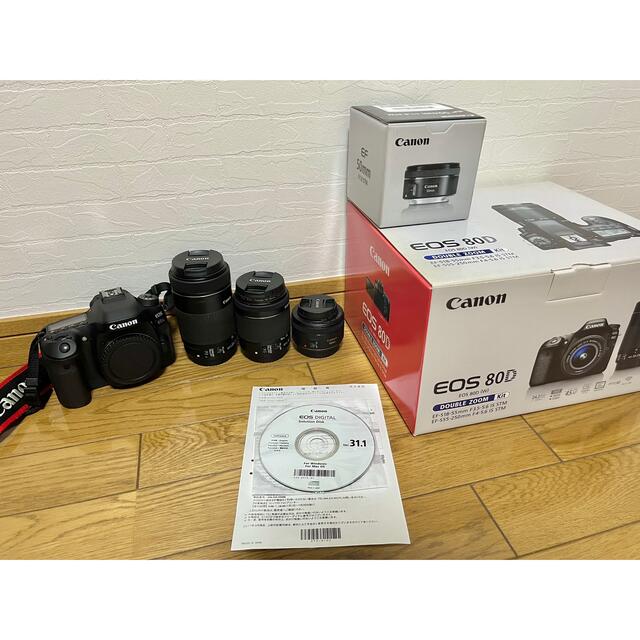 Canon - Canon 80D ダブルズームキット　Canon単焦点&備品セット