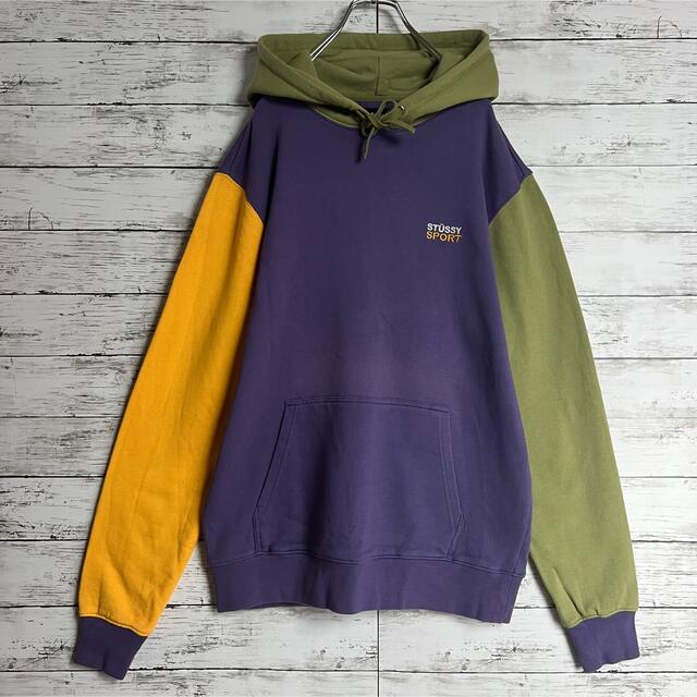 希少デザイン】Stussy パーカー 袖切り替え マルチカラー 即完売入手