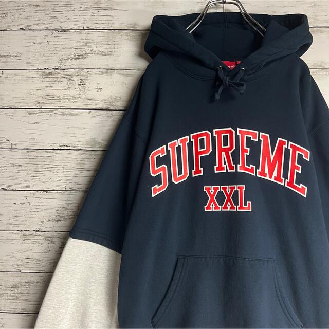 希少デザイン】Supreme パーカー 袖切り替え アーチロゴ 即完売入手困難-