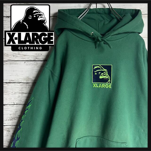 【希少カラー】XLARGE パーカー センター刺繍ロゴ 両袖プリント 入手困難 | フリマアプリ ラクマ