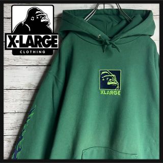 エクストララージ(XLARGE)の【希少カラー】XLARGE  パーカー センター刺繍ロゴ 両袖プリント 入手困難(パーカー)