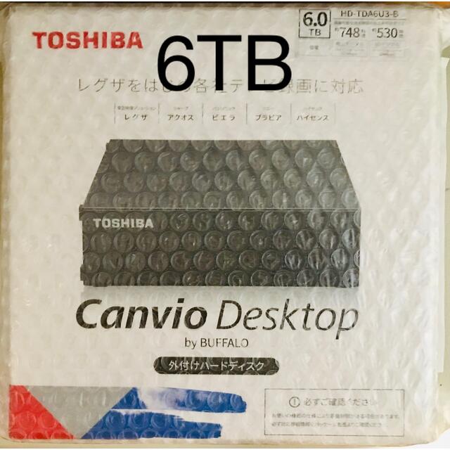 東芝(トウシバ)の東芝製Canvio  HDD HD-TDA6U3-B 黒　HDD:6TB スマホ/家電/カメラのPC/タブレット(PC周辺機器)の商品写真