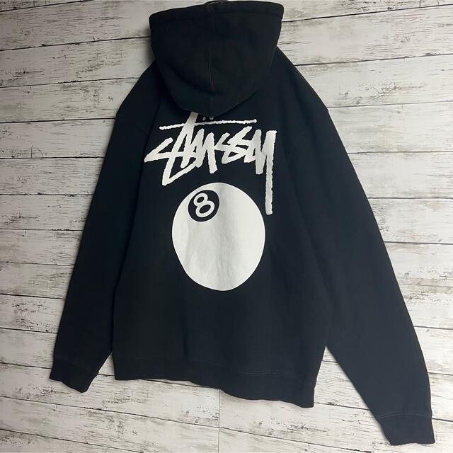 stussy ステューシー バックプリント 8ボール ストックロゴ パーカー L