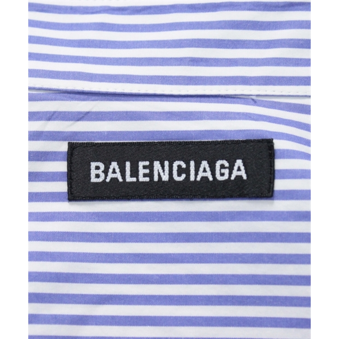 BALENCIAGA カジュアルシャツ 38(S位) 青x白(ストライプ)